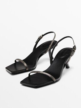 Massimo Dutti Printed Heeled Strappy Sandals